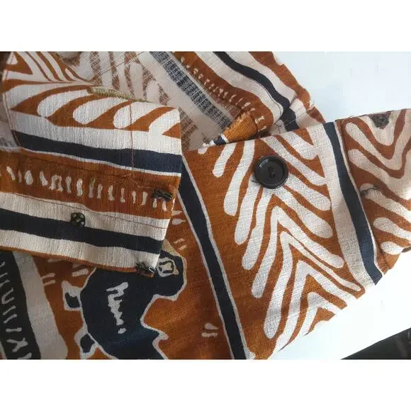 Vintage 90s Tribal Ethnic Bird Print Jacket & Button Front Maxi Skirt Set Boho - Picture 8 of 9